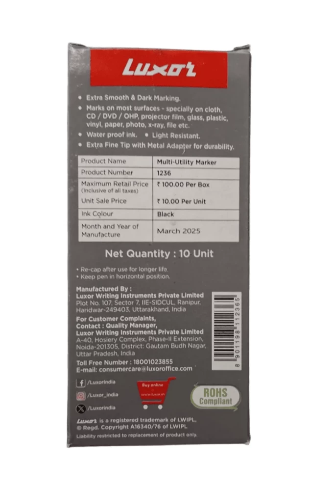 Luxor OHP/CD/DVD Marker (10 Nos./Box)