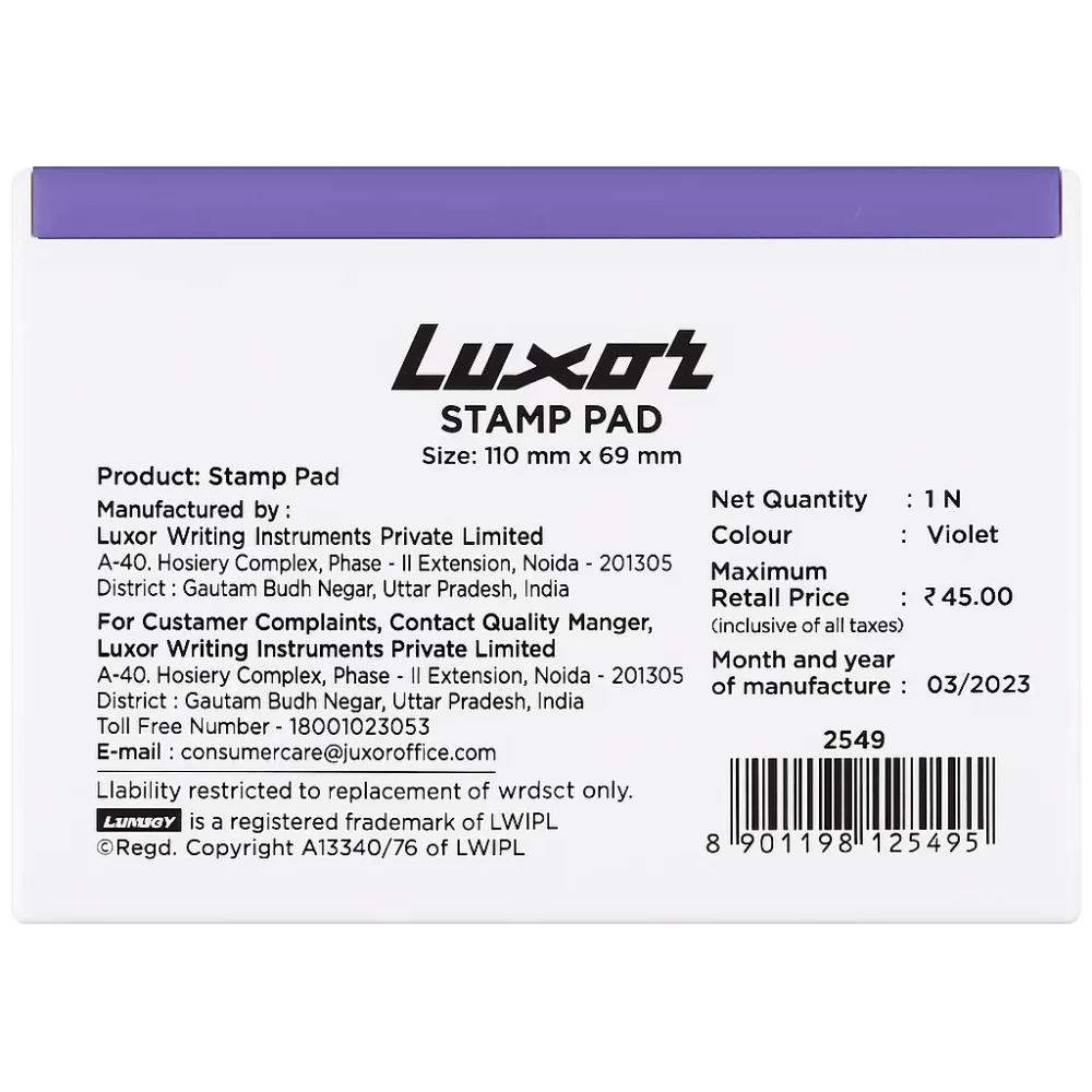 Luxor Self Inking  Stamp Pads  Size 110mm X 69mm