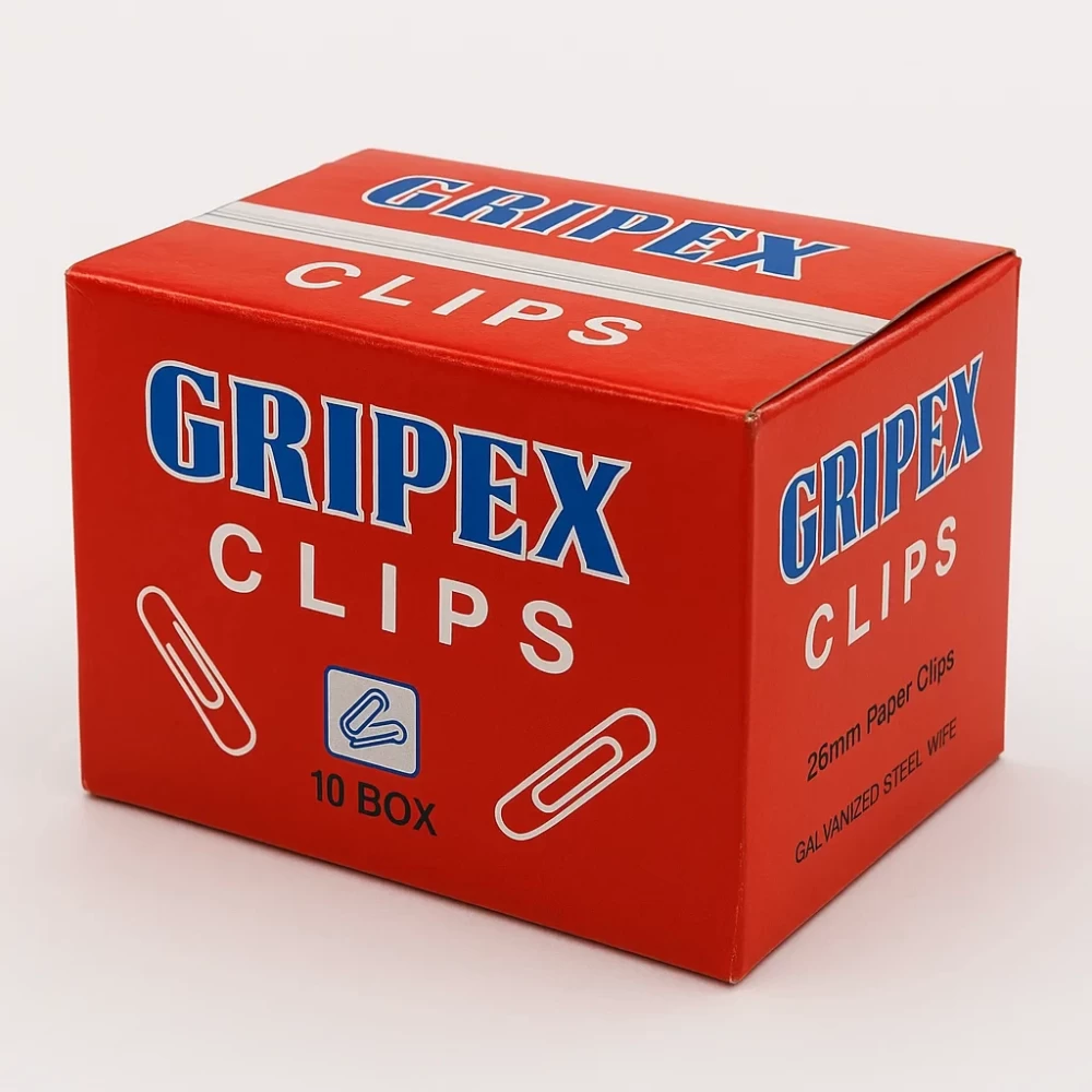 Gripex Solid Metal Paper Gem Clip 26mm (90-100 Pcs./box)