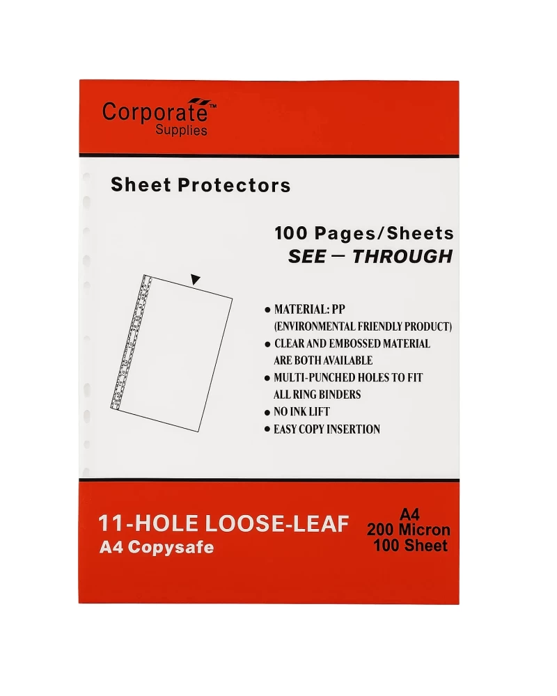 Sheet Protectors A4 Size - 200 Micron Thick | Pack of 100 Nos.