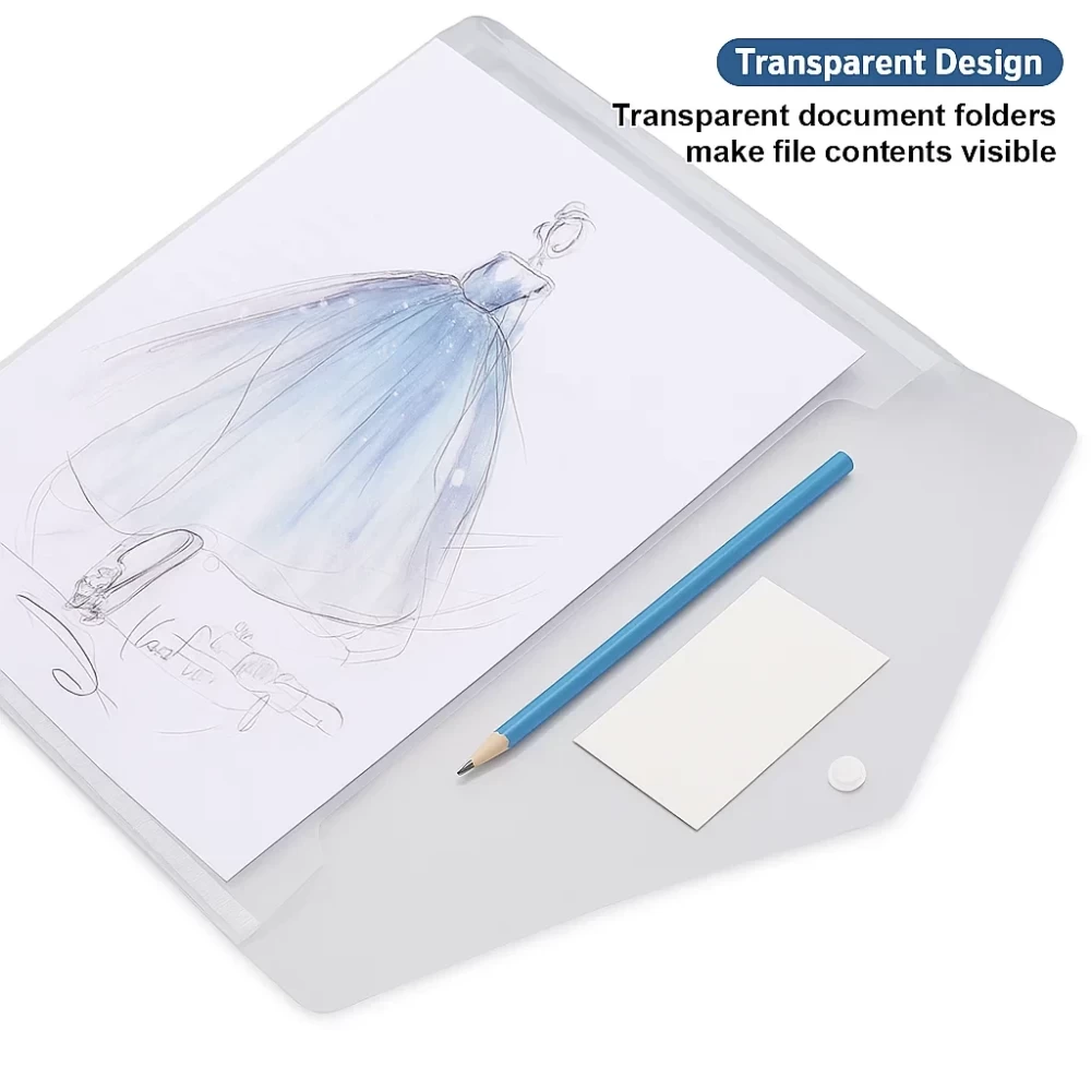 PLASTIC BUTTON FOLDER A4 (Transperent)