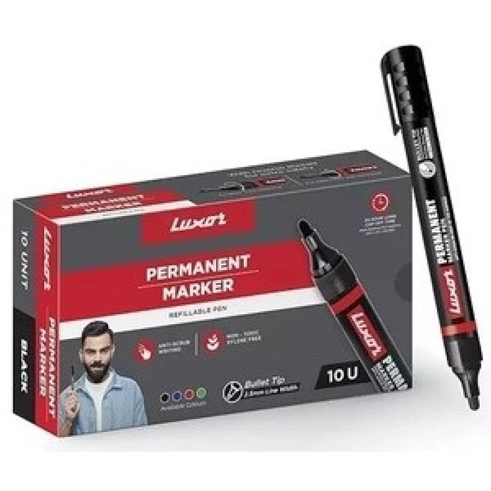 LUXAR PERMANENT MARKER Tip 2.5 mm | Pack of 10 Nos. eatch Box)